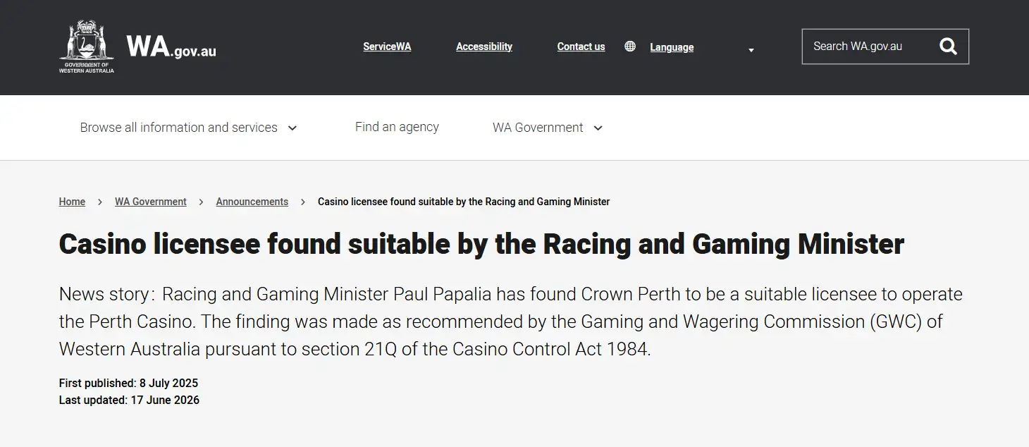 Crown Perth Trust, Licence and Safety