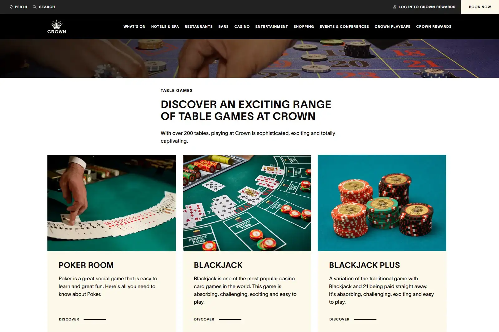 Crown Perth Table Games: Blackjack, Roulette, Baccarat and More