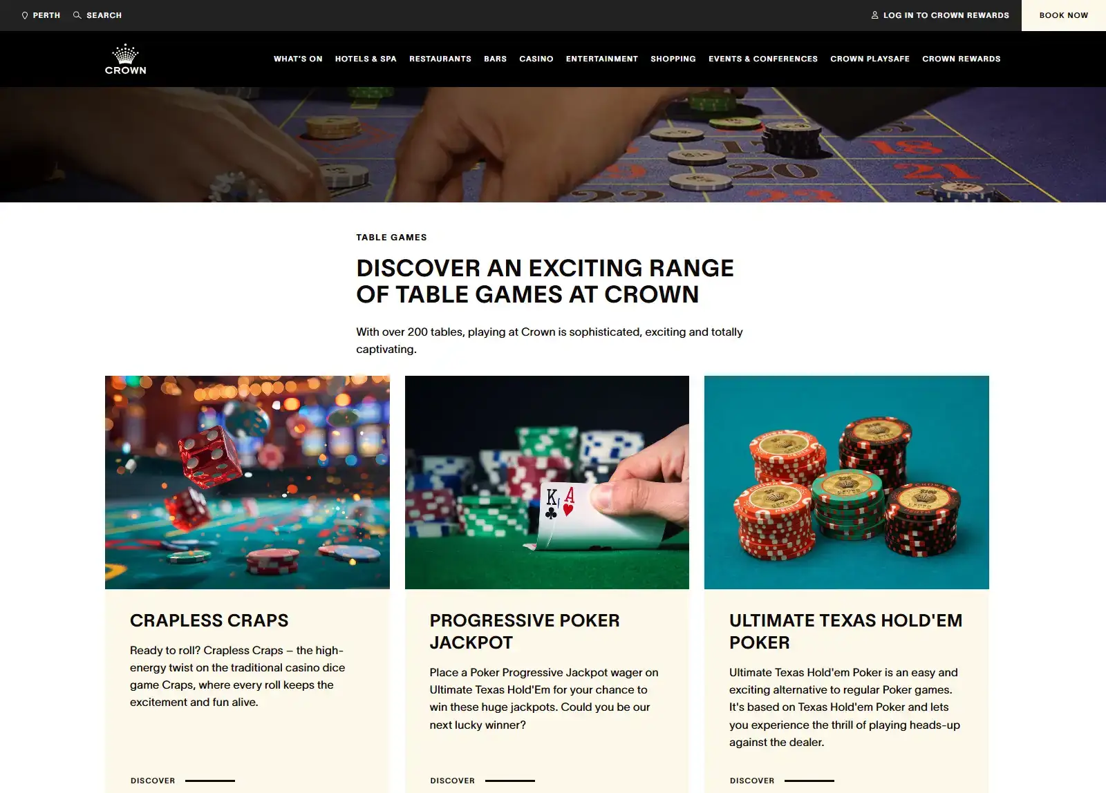 Crown Perth Casino Games: Machines, Tables and Poker